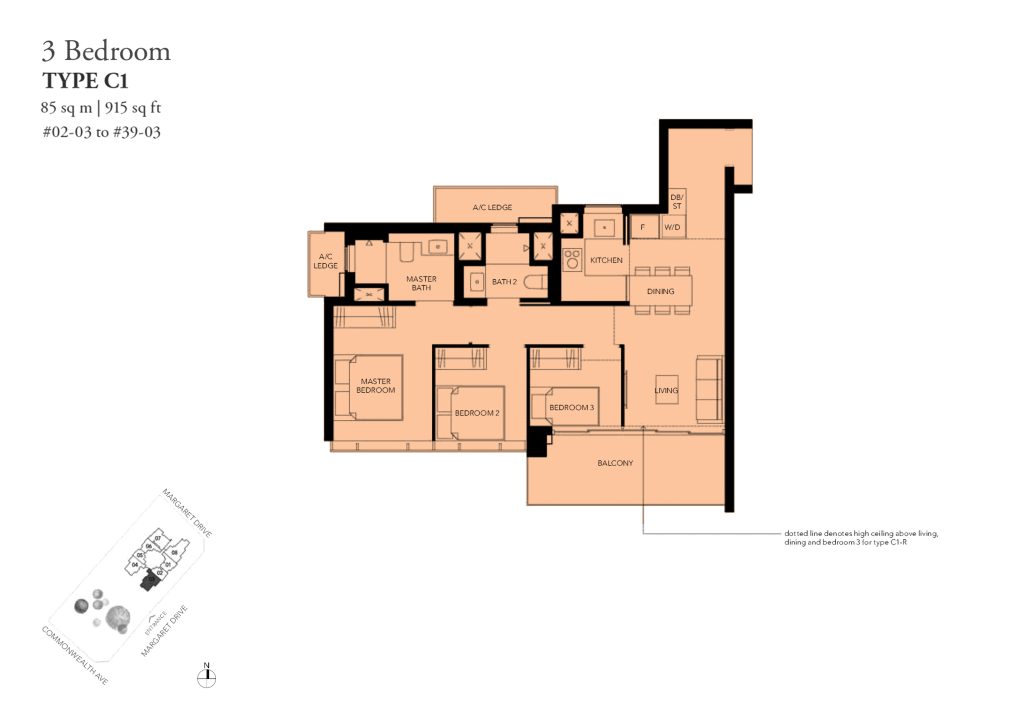 Margaret Ville floor plan, 915 sqft, Queenstown, Singapore