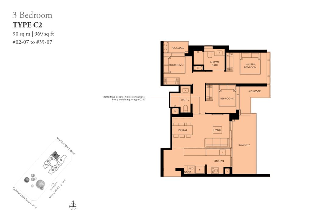 Margaret Ville floor plan, 969 sqft, Queenstown, Singapore