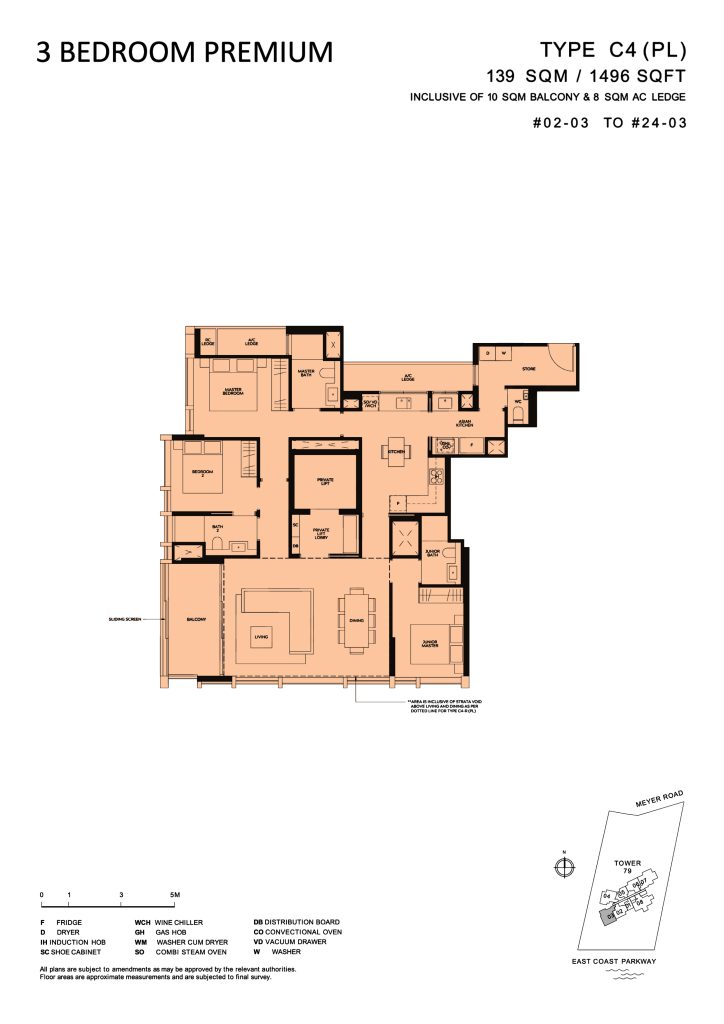 Meyer Mansion floor plan Type C4, 1496 sqft, Marine Parade, Singapore