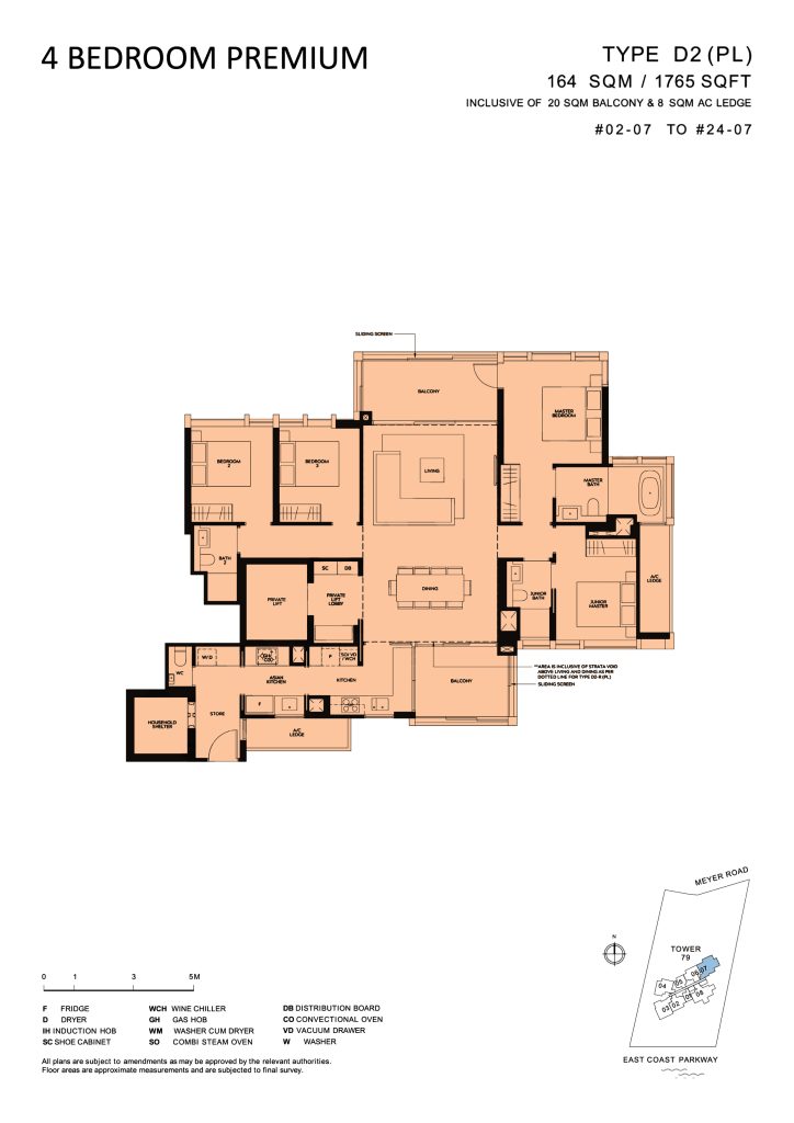 Meyer Mansion floor plan Type D2, 1765 sqft, Marine Parade, Singapore