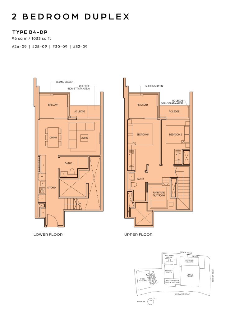 Midtown Bay floor plan Type B4-DP, 1033 sqft, Downtown Core, Singapore