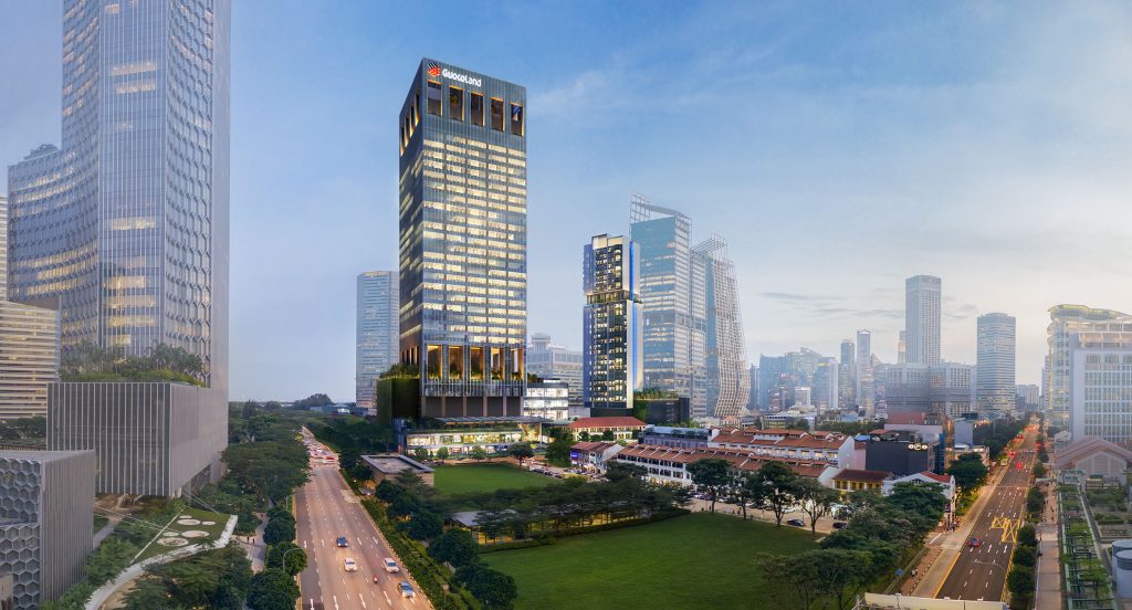 Midtown Bay tower within the Bugis and Beach Road skyline seen from above, Downtown Core, Singapore