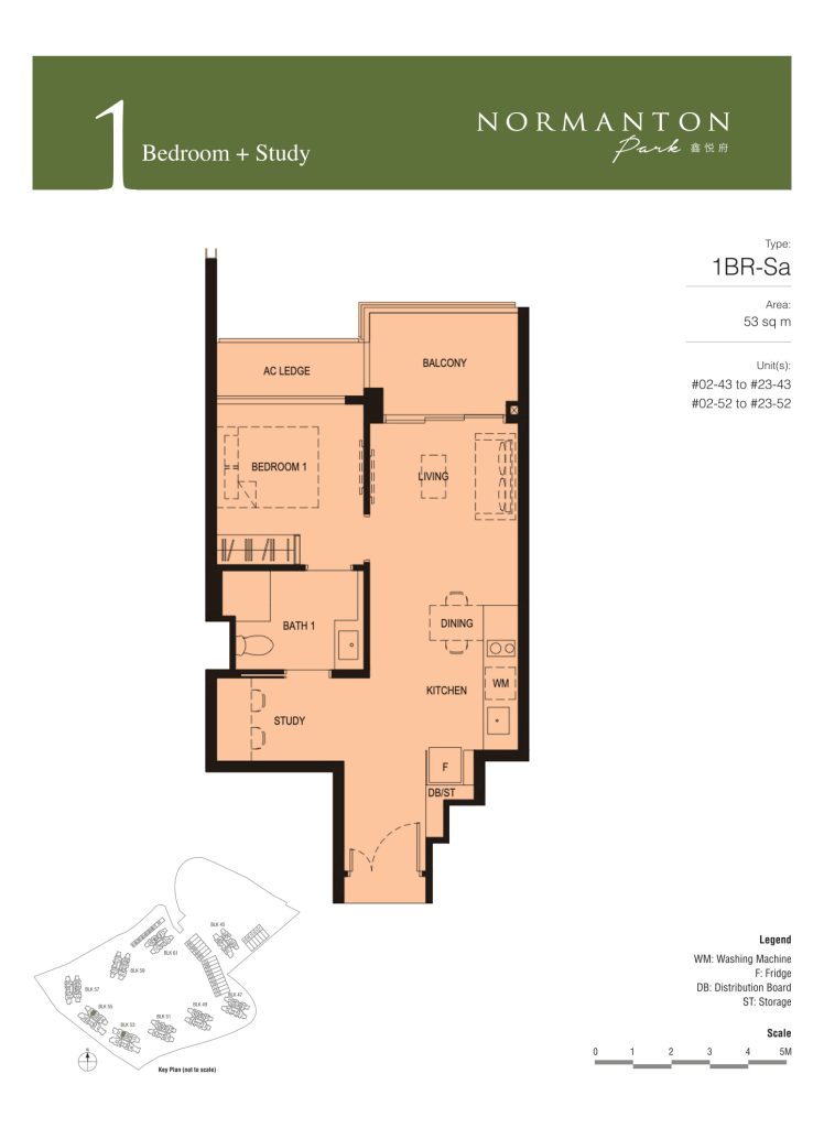 Normanton Park floor plan, 570 sqft, Queenstown, Singapore