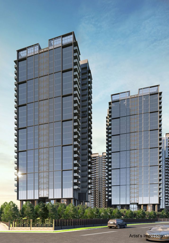 Parc Clematis towers seen from street level, Clementi, Singapore