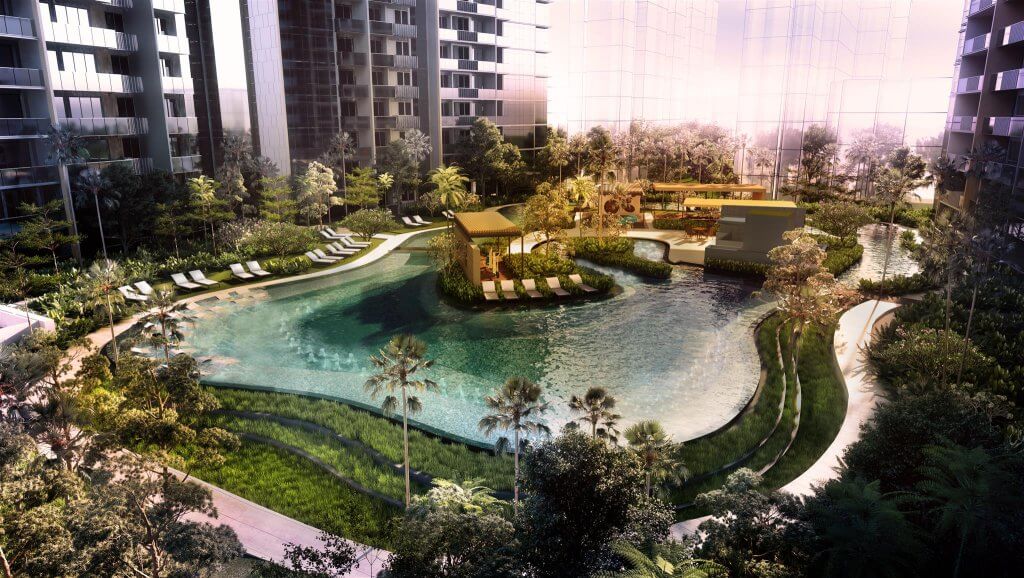 Parc Esta family lagoon pool by day, Geylang, Singapore