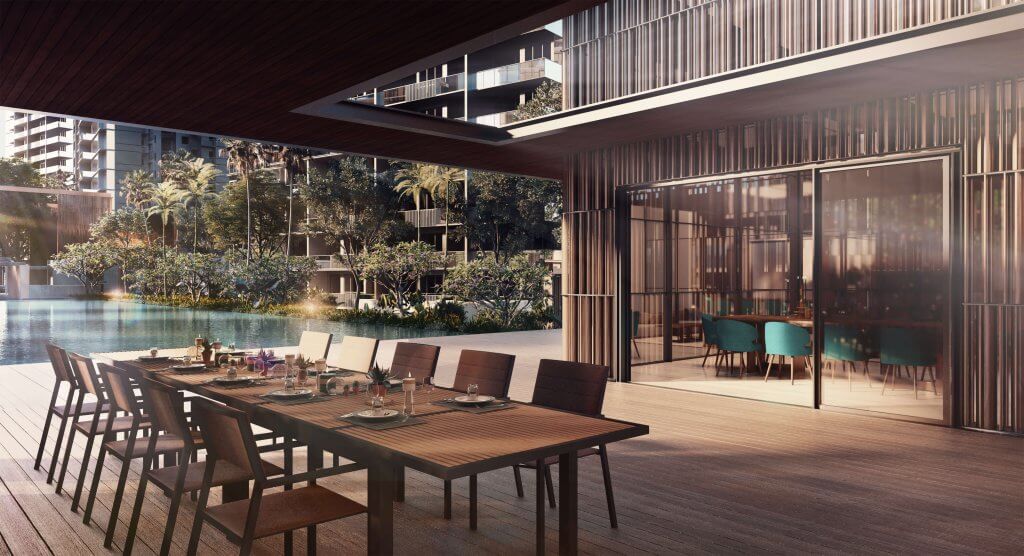 Parc Esta poolside dining area verandah, Geylang, Singapore