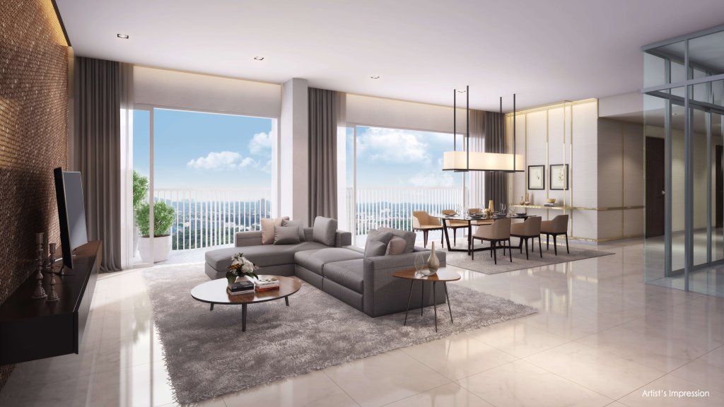 Queens Peak living room dining area, Queenstown, Singapore