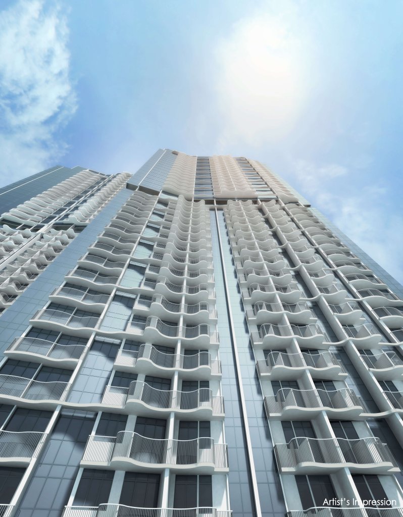 Queens Peak tower seen from below, Queenstown, Singapore