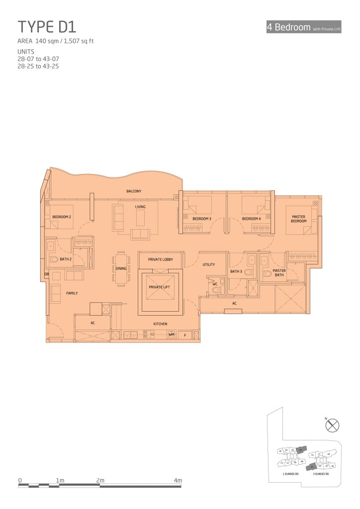 Queens Peak floor plan, 1507 sqft, Queenstown, Singapore