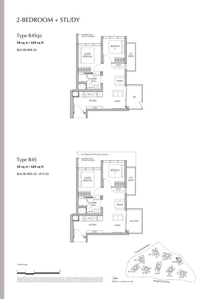 Sengkang Grand Residences floor plan Type B4, 624 sqft, Sengkang, Singapore