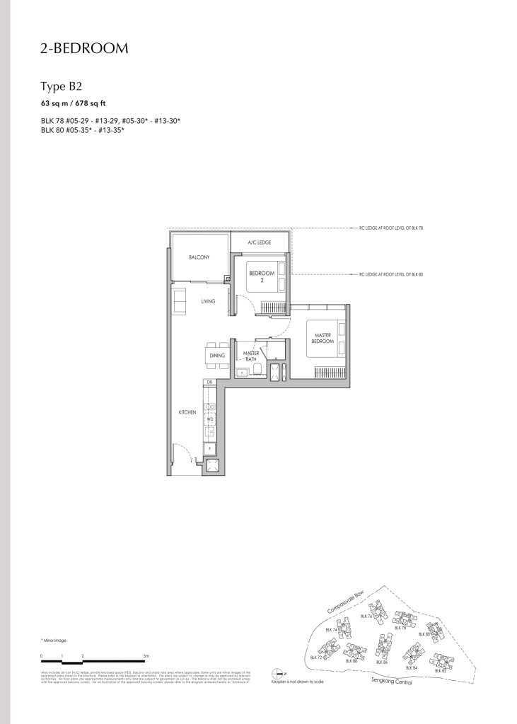 Sengkang Grand Residences floor plan Type B2, 678 sqft, Sengkang, Singapore