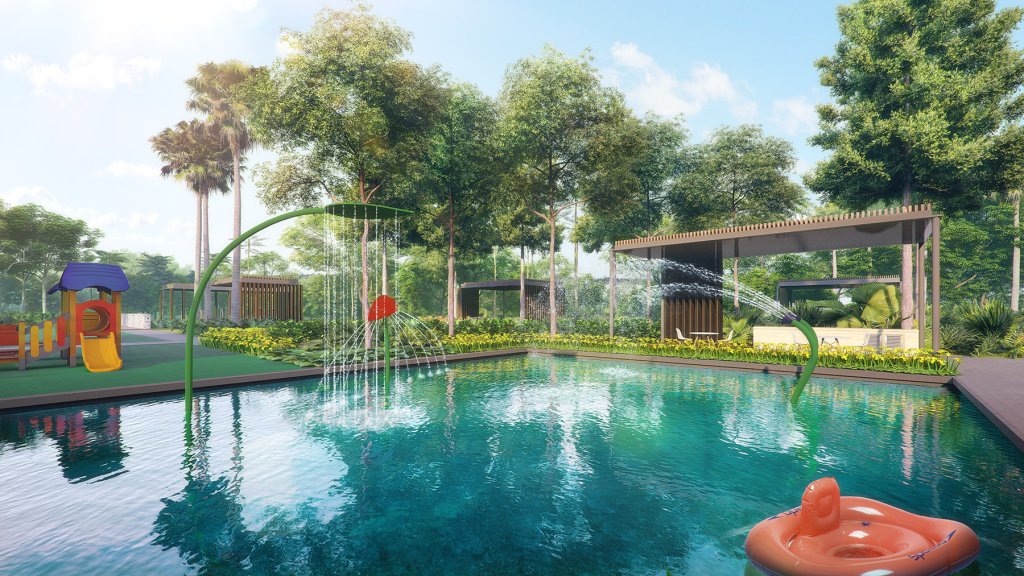 Stirling Residences children's play area swimming pool, Queenstown, Singapore