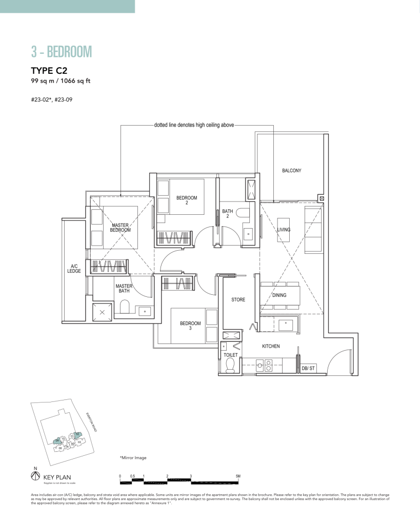 Sky Everton floor plan Type C2, 1066 sqft, Bukit Merah, Singapore