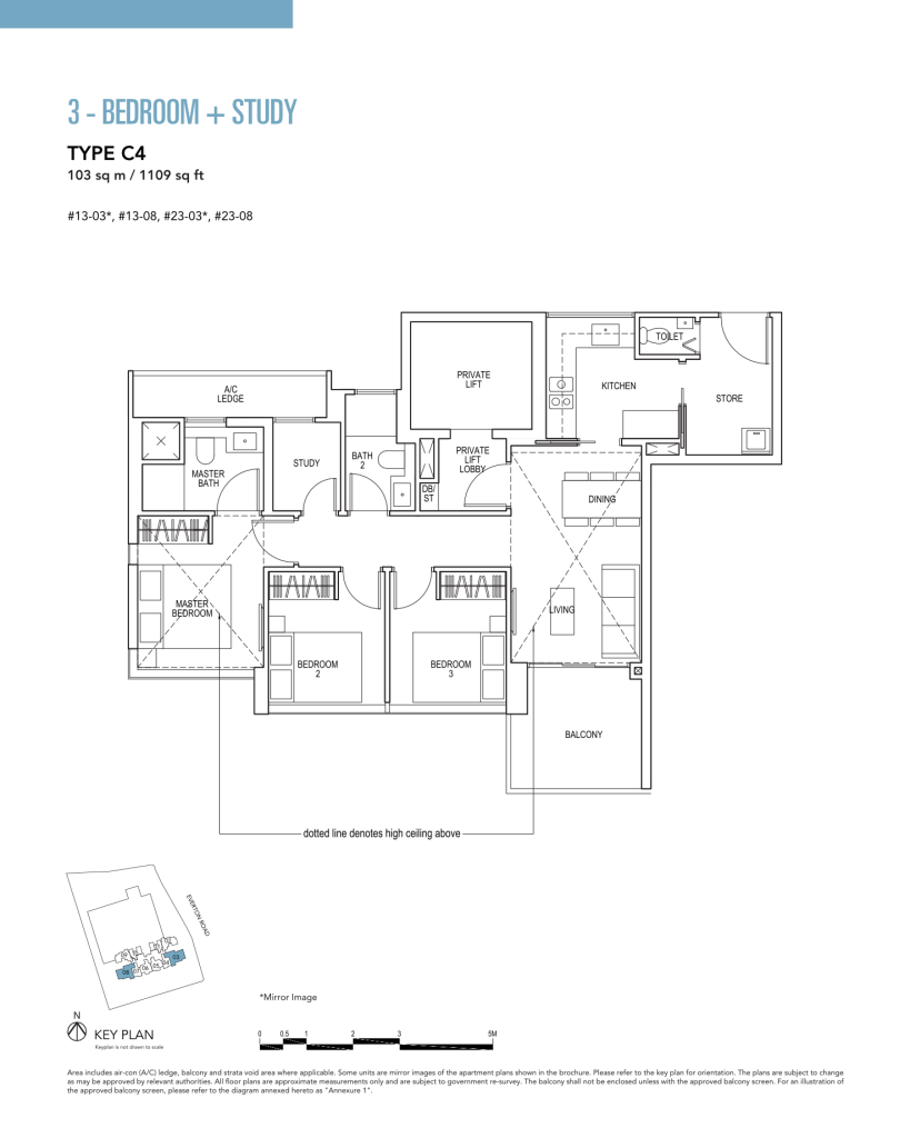 Sky Everton floor plan Type C4, 1109 sqft, Bukit Merah, Singapore