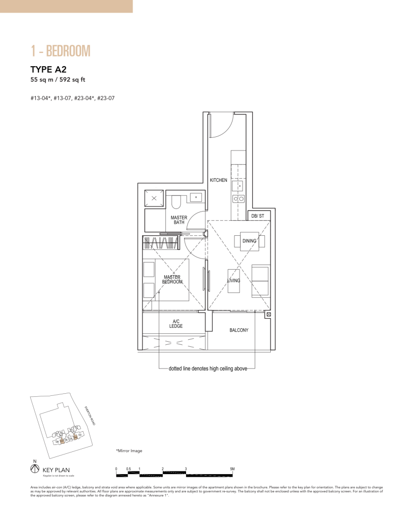 Sky Everton floor plan Type A2, 592 sqft, Bukit Merah, Singapore