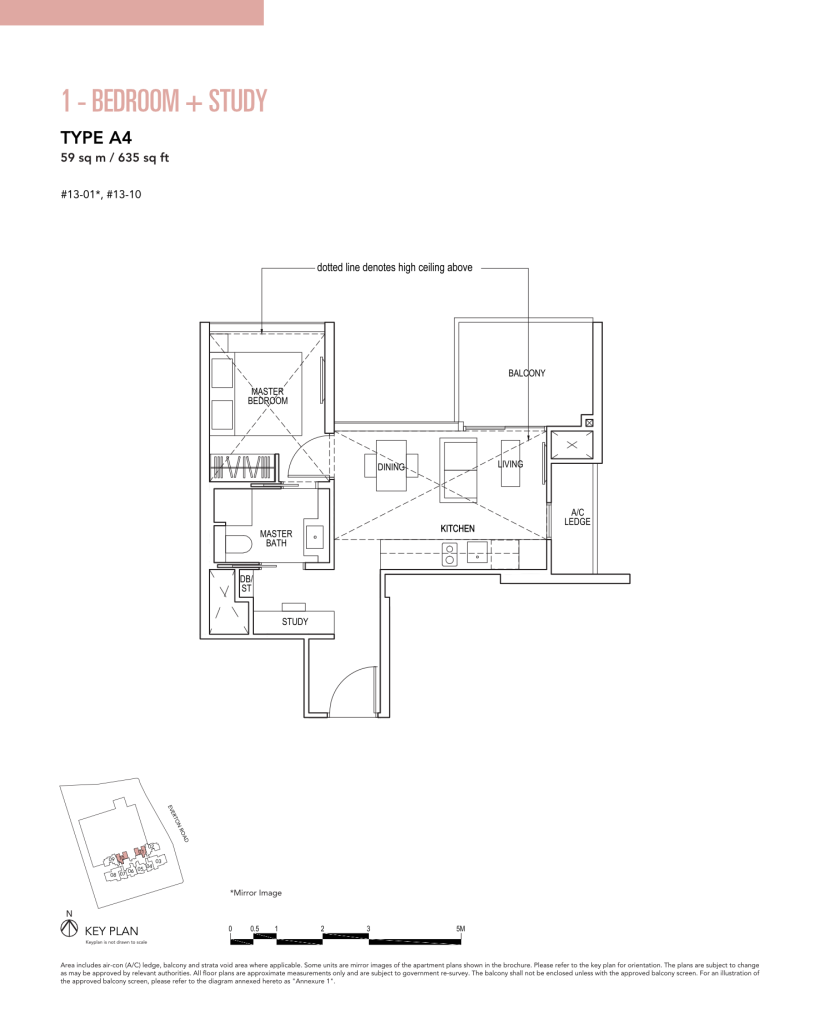 Sky Everton floor plan Type A4, 635 sqft, Bukit Merah, Singapore