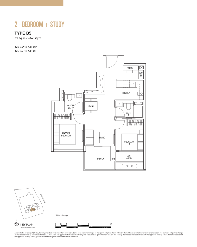 Sky Everton floor plan Type B5, 657 sqft, Bukit Merah, Singapore