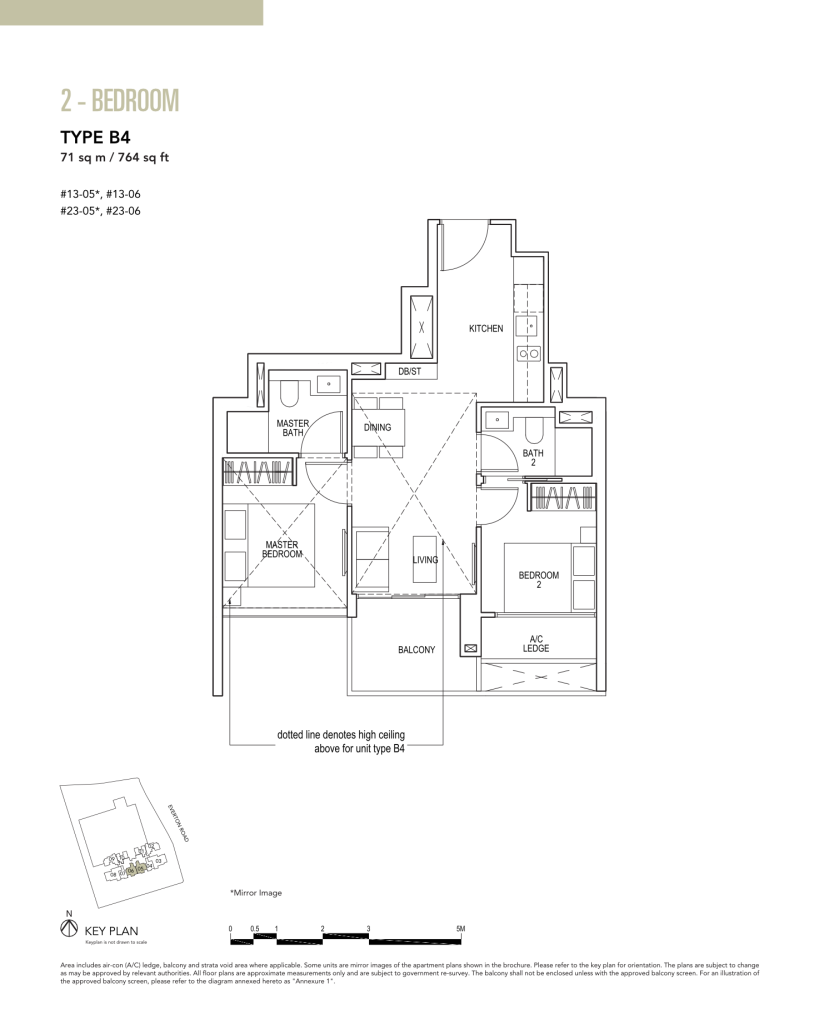 Sky Everton floor plan Type B4, 764 sqft, Bukit Merah, Singapore