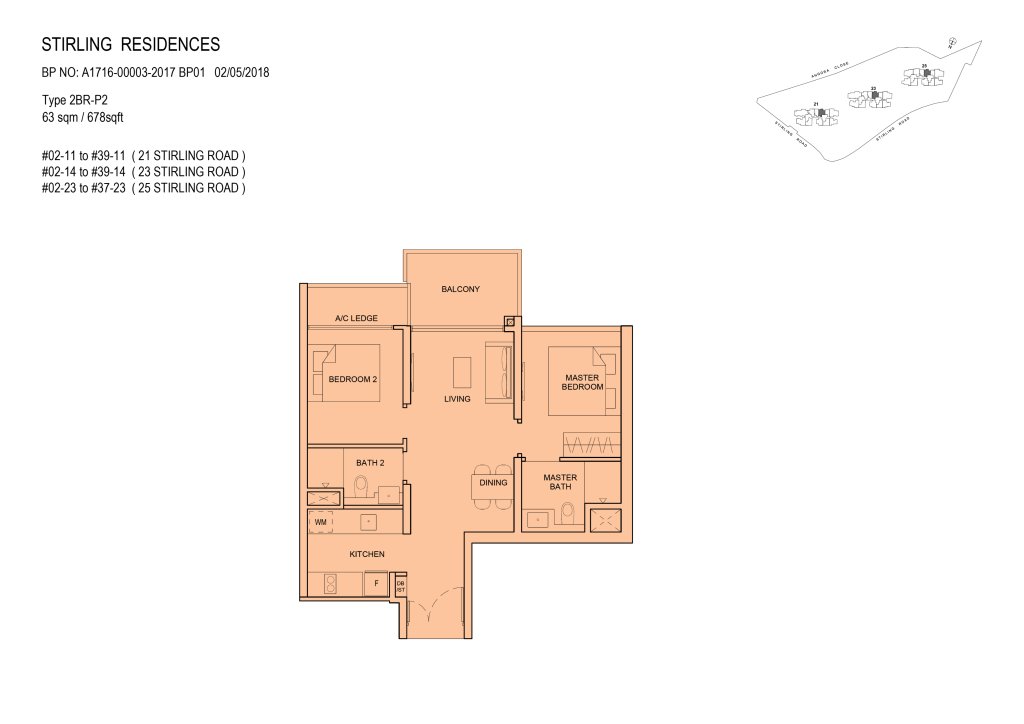 Stirling Residences floor plan, 678 sqft, Queenstown, Singapore