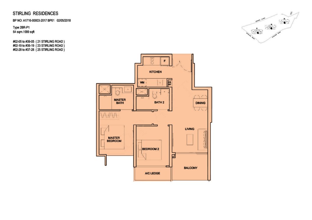 Stirling Residences floor plan, 689 sqft, Queenstown, Singapore