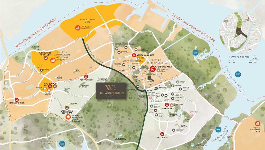 The Watergardens at Canberra location map, Sembawang, Singapore