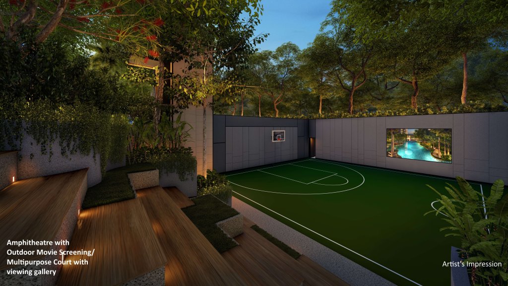 The Florence Residences multipurpose court and outdoor screening lawn, Hougang, Singapore
