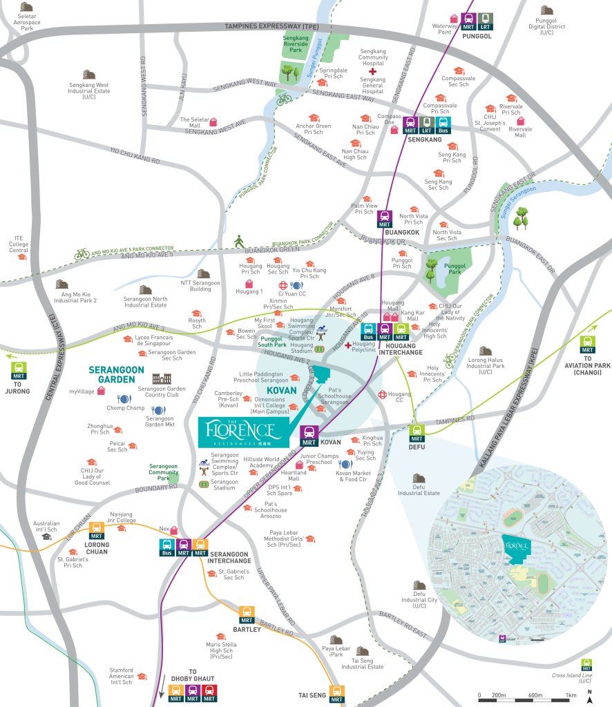 The Florence Residences location map, Hougang, Singapore