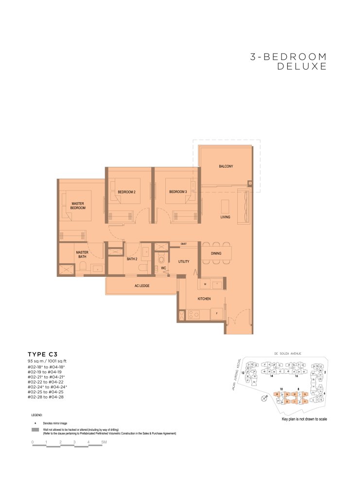 Verdale 1,001 sqft floor plan, Bukit Timah, Singapore