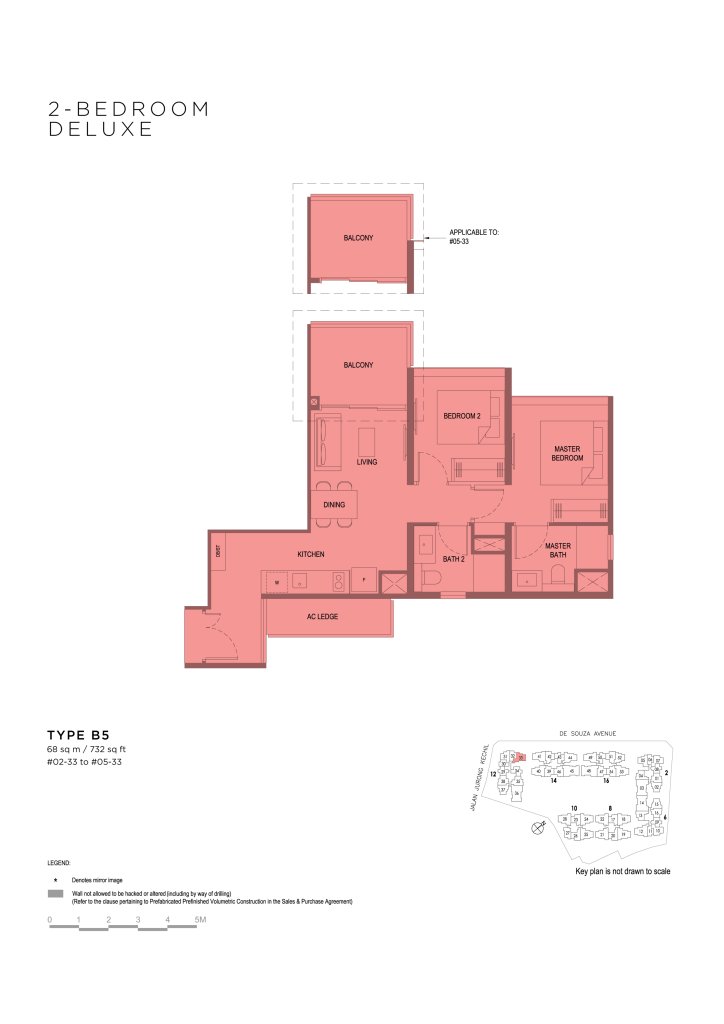 Verdale 2 bedroom floor plan, 732 sqft, Type B5