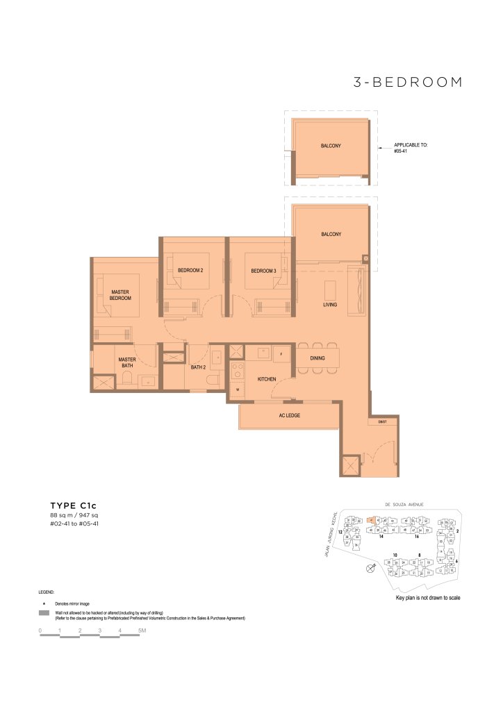 Verdale 947 sqft floor plan, Bukit Timah, Singapore