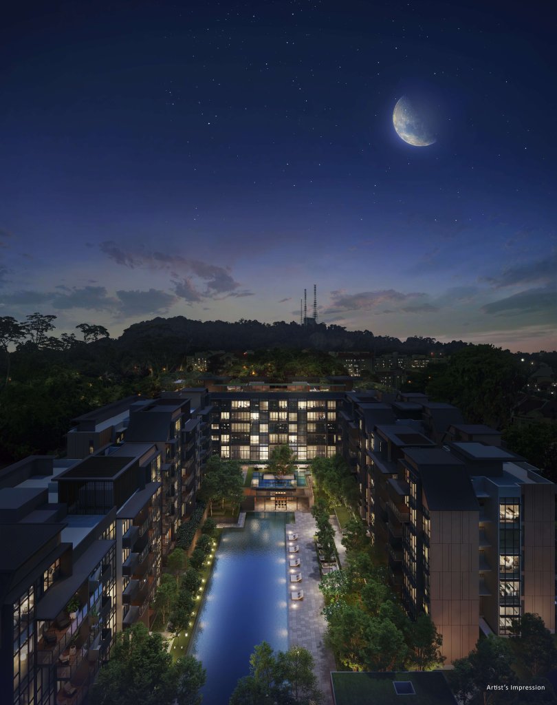 Verdale aerial view at night, Bukit Timah, Singapore