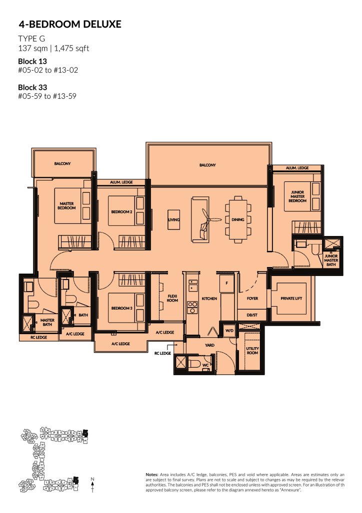 The Woodleigh Residences 4 Bedroom floor plan Type 4BR, 1475 sqft, Toa Payoh, Singapore