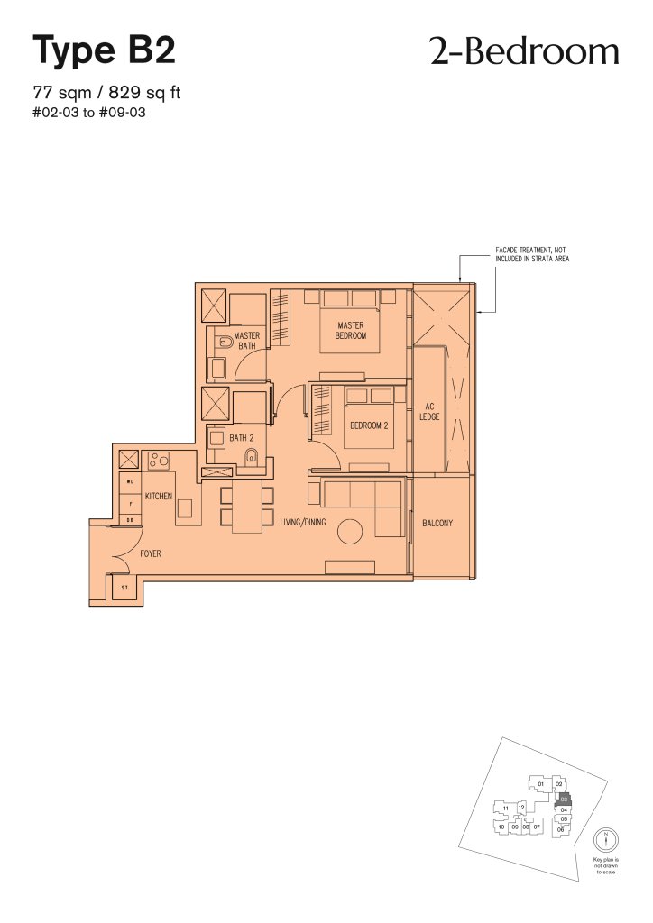 19 Nassim floor plan 829 sqft Type B2
