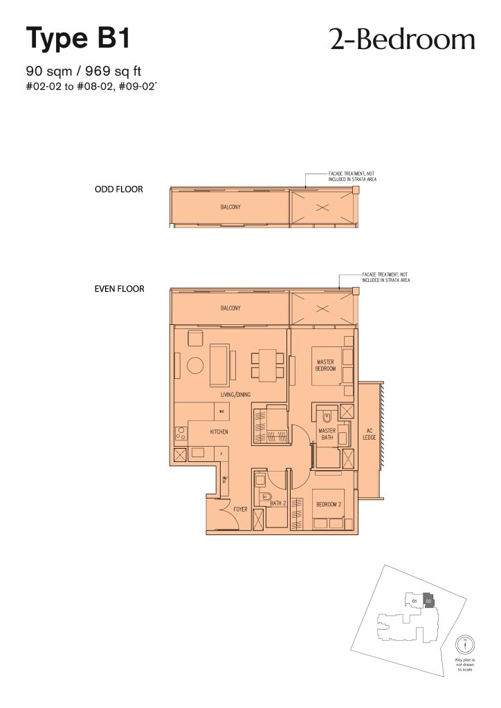 19 Nassim floor plan 969 sqft Type B1