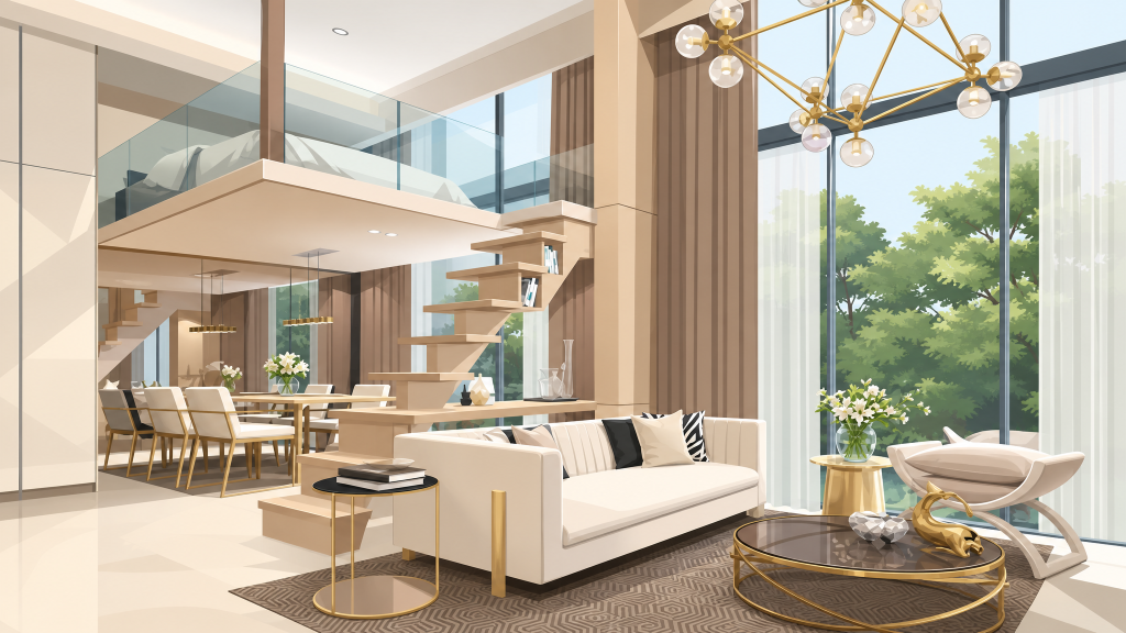 38 Jervois double-height living and dining interior