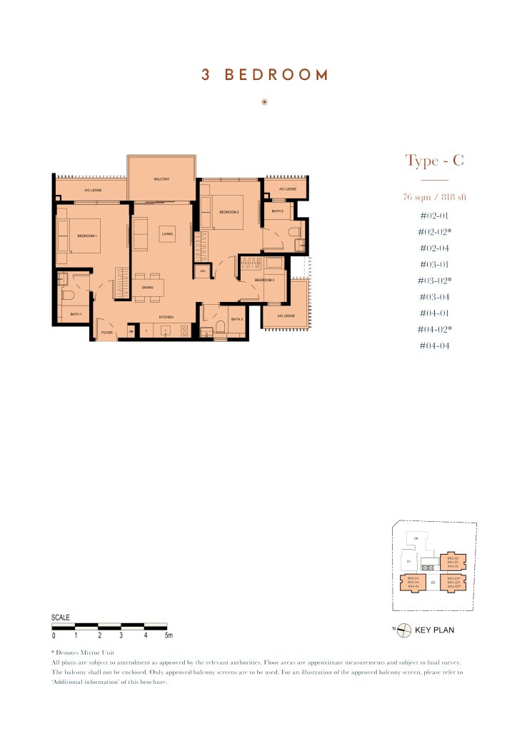 38 Jervois floor plan 818 sqft Type C