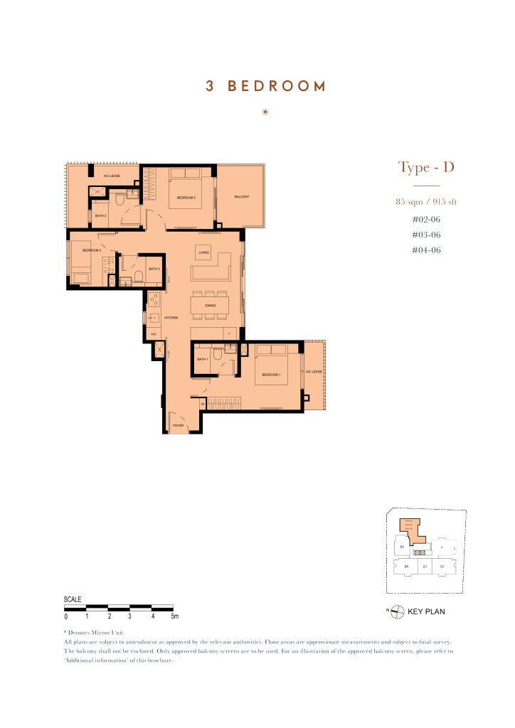 38 Jervois floor plan 915 sqft Type D
