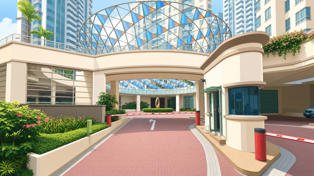 Amaryllis Ville arrival drop-off under the glass dome