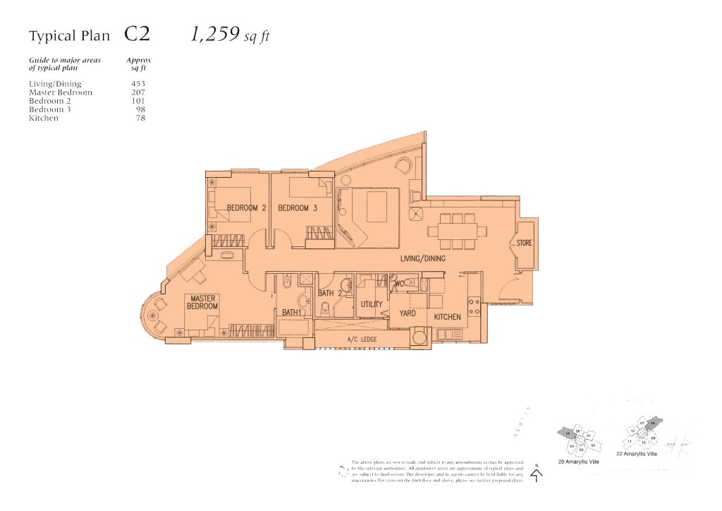 Amaryllis Ville floor plan 1,259 sqft Type C2