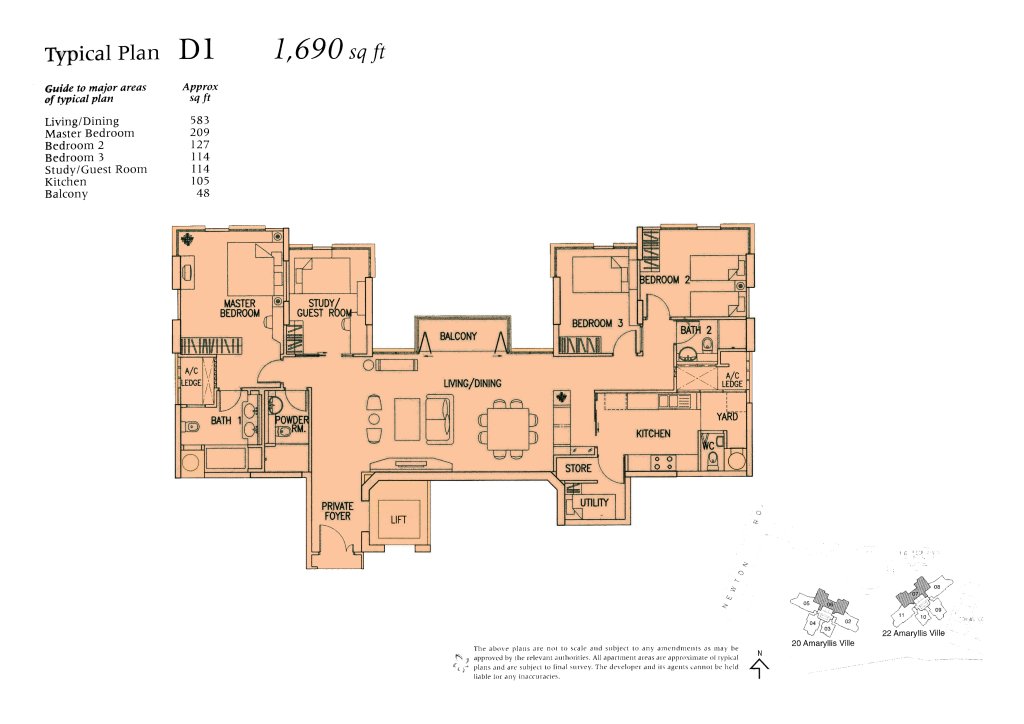 Amaryllis Ville floor plan 1,690 sqft Type D1
