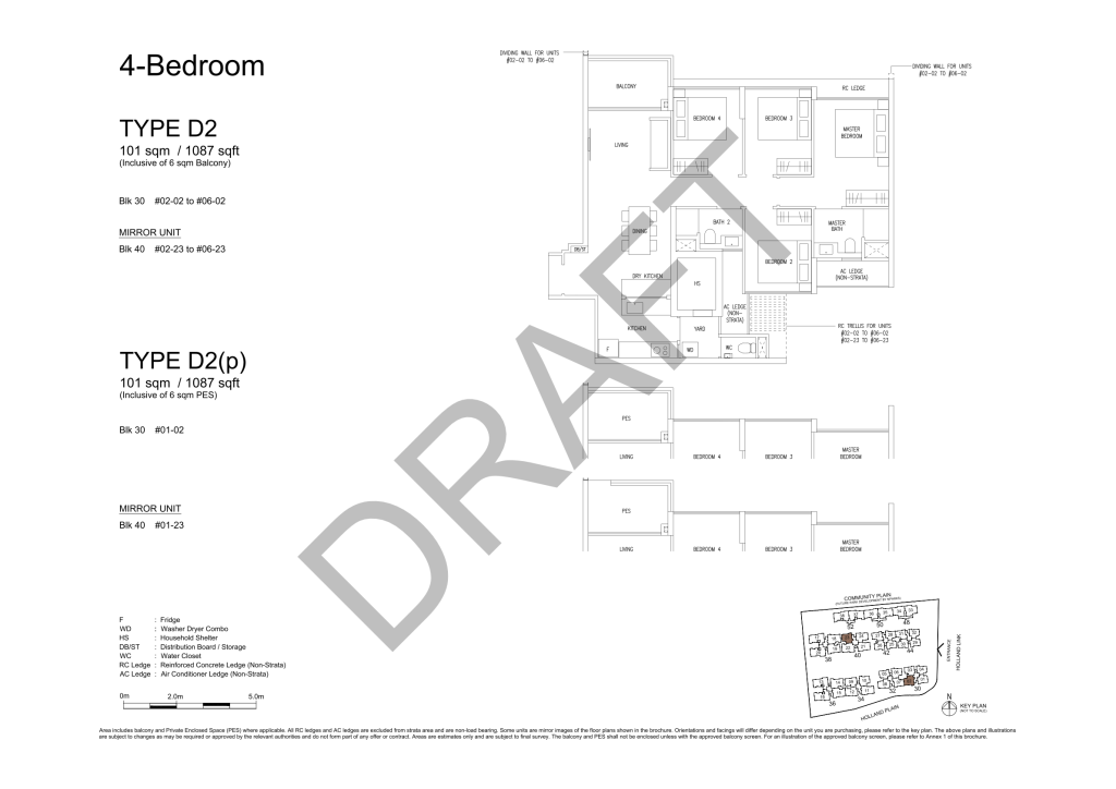 Amberwood at Holland 4 bedroom 3 bathroom with study floor plan, 1,087 sqft, Type D2