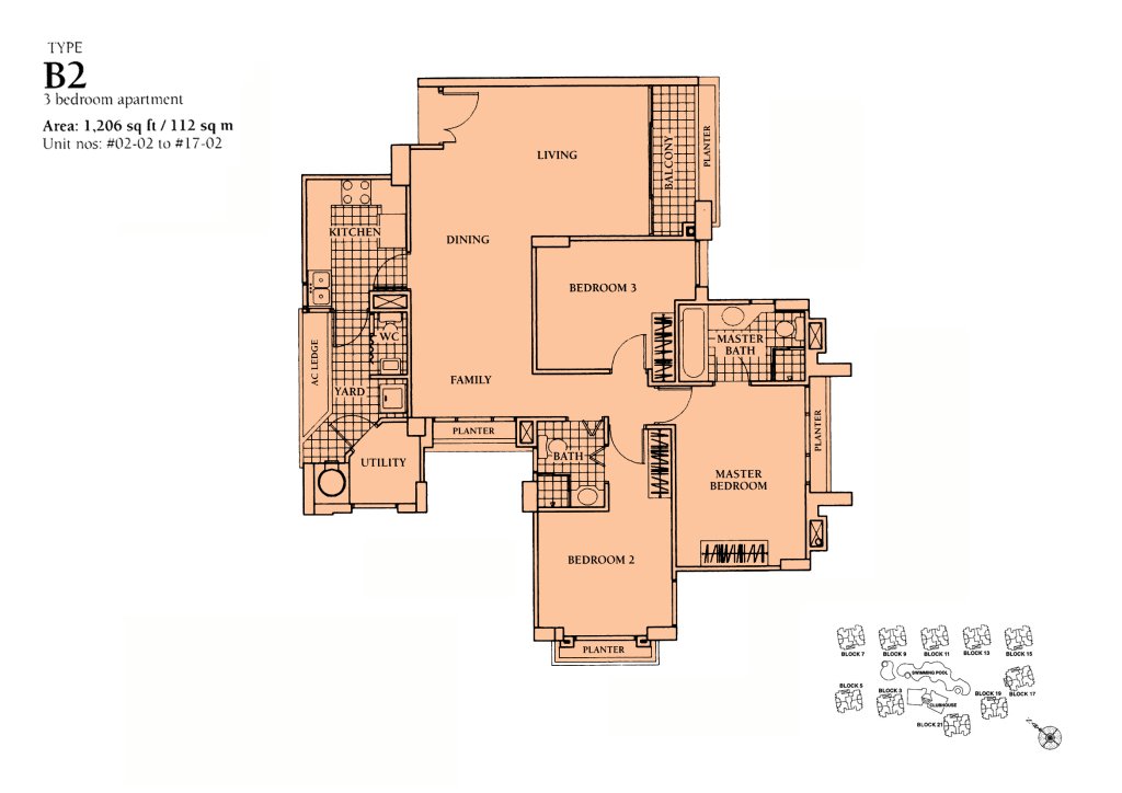 Aquarius by the Park floor plan 1,206 sqft Type B2