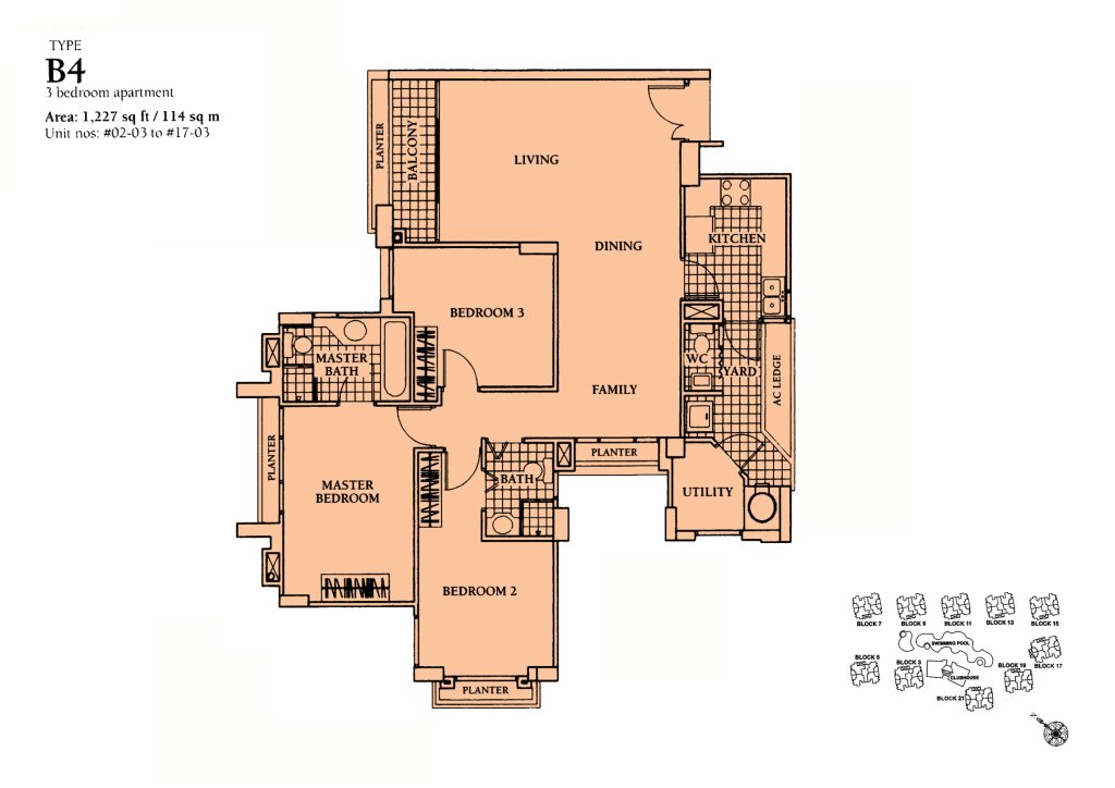Aquarius by the Park floor plan 1,227 sqft Type B4