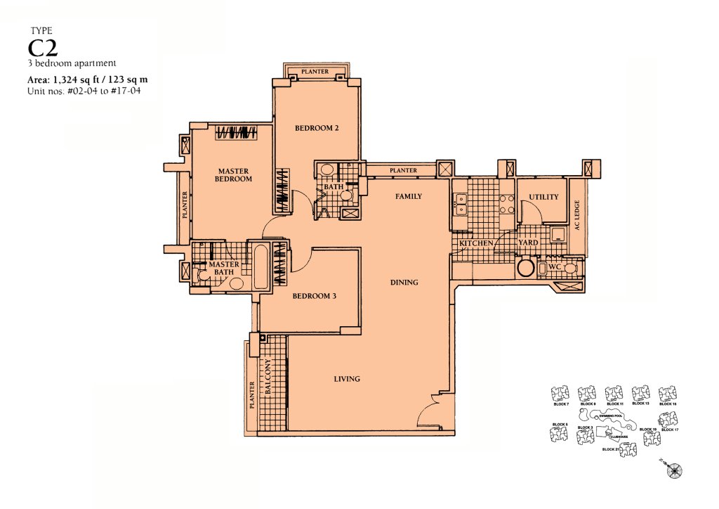 Aquarius by the Park floor plan 1,324 sqft Type C2