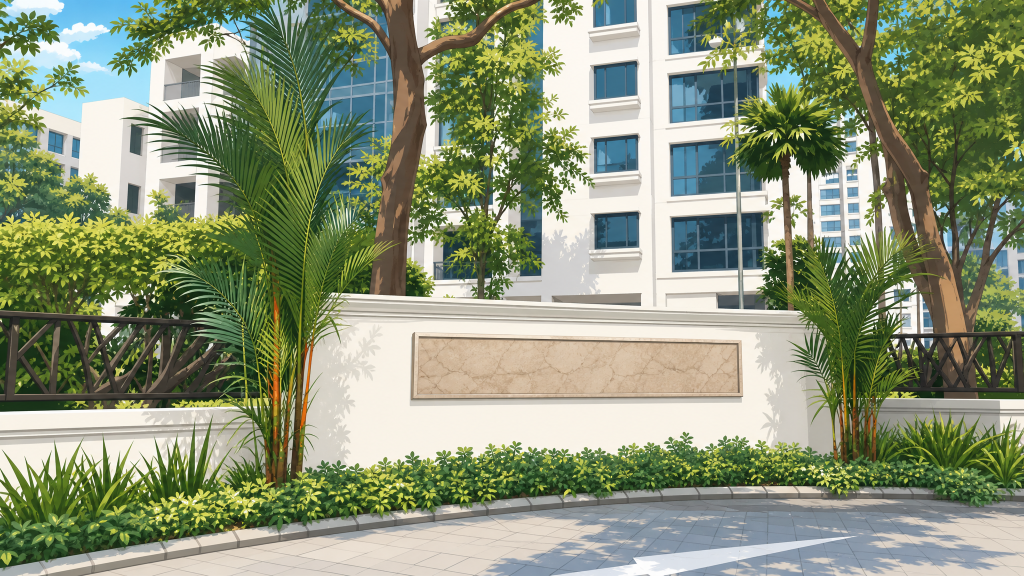 Ardmore Park the entrance wall and landscaping