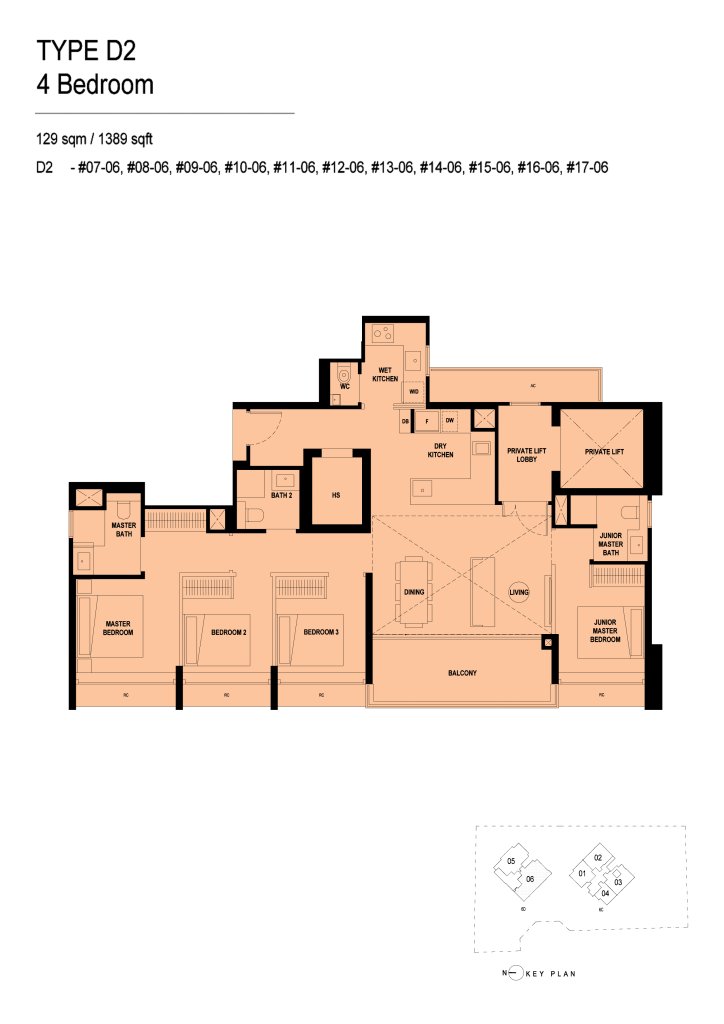Arina East Residences floor plan Type D2, 1389 sqft, Kallang, Singapore