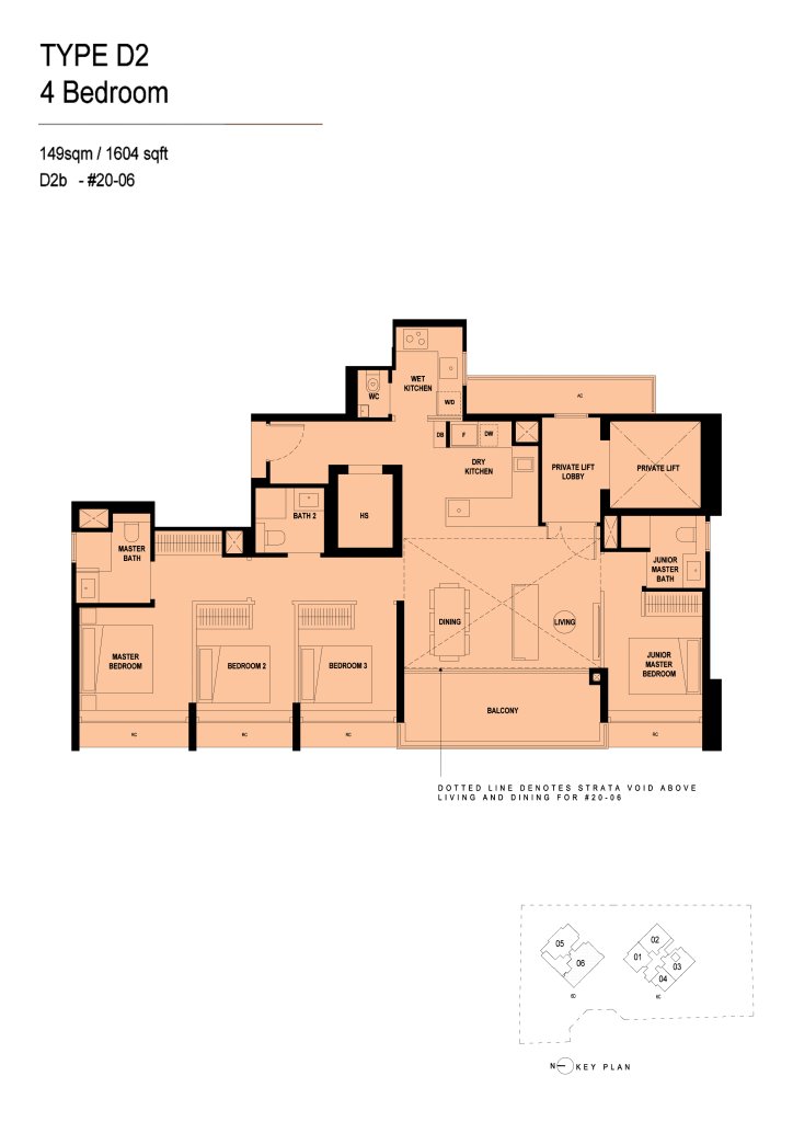 Arina East Residences floor plan Type D2b, 1604 sqft, Kallang, Singapore