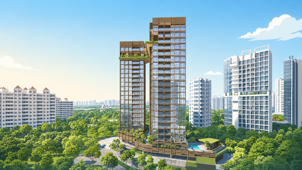 Arina East Residences tower exterior with sky gardens