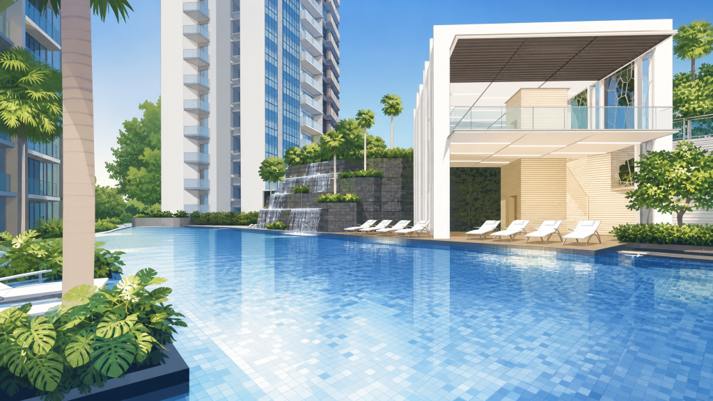 Bartley Residences swimming pool and poolside pavilion