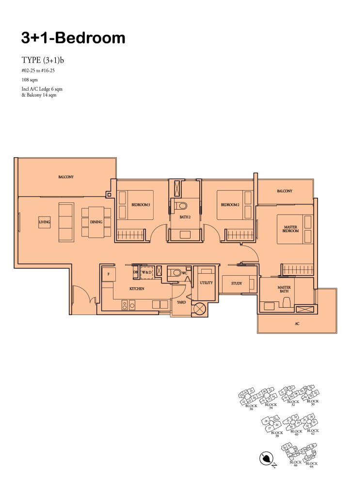 Bartley Ridge floor plan 1,163 sqft Type (3+1)b